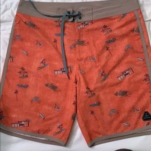 Prana bathing suit, orange and taupe